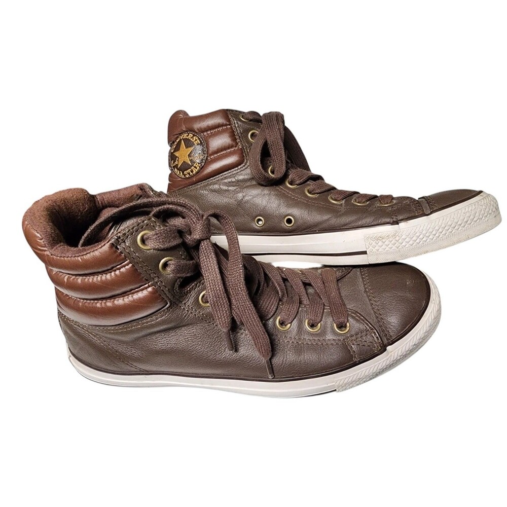 Converse Leather High Top Chuck Taylor Unisex M9 W11 Brown Comfort